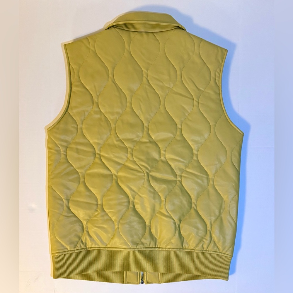 Urban Outfitters Vest Medium Yellow Faux Leather Liner Quilted Full Zip (0040)A4 - Picture 4 of 9